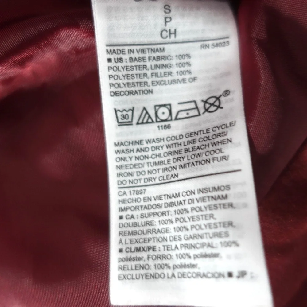 Old Navy Maroon Berry Puffer Jacket | Women’s Small Warm Lightweight Coat - Picture 9 of 9